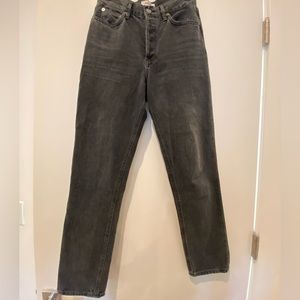 Agolde Distressed Dark Grey Wide Leg Jeans